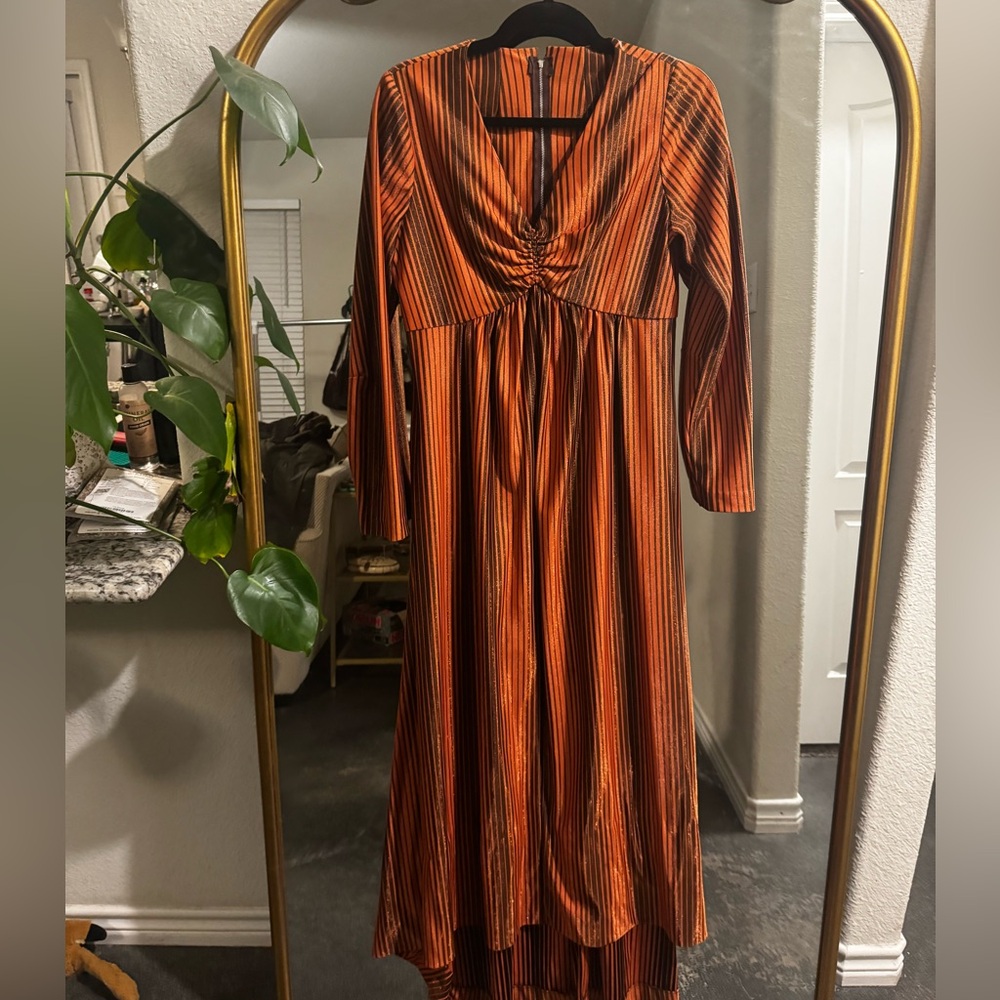 70s Vintage Striped Maxi Dress